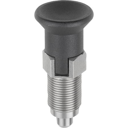 Kipp Indexing Plunger Premium W Cylindrical Indexing Size:1 D1=M10X1, D=5, Form:C W Locking Slot Wout K0736.403105